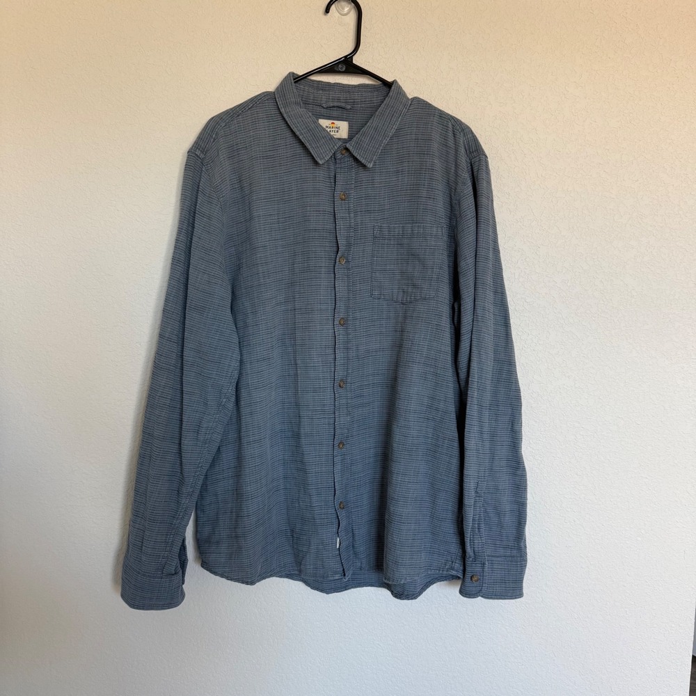 Marine Layer Mens XL Blue Micro Stripe Cotton Long Sleeve Button Down Shirt